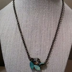 Five-stone necklace bronze setting NWOT